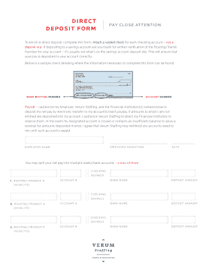 Direct Deposit form - Verum Staffing