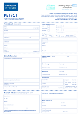 PET/CT Patient Request Form
