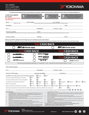 Yokohama Fall Rebate Claim Form