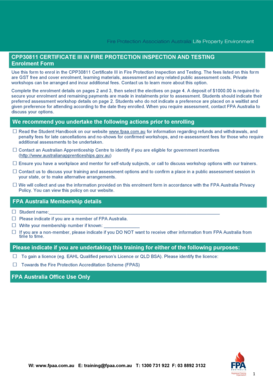 CPP30811 Certificate III in Fire Protection Inspection and Testing Enrolment Form