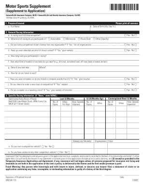 Motor Sports Supplement Application