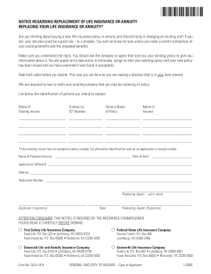 Life Insurance or Annuity Replacement Notice