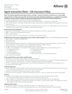 Agent Instruction Sheet Life Insurance Policy - Axis Insurance bb