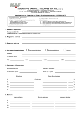 Corporate Share Trading Account Application