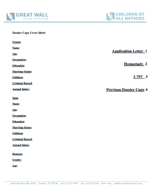 Salary release application - Dossier Copy Cover Sheet