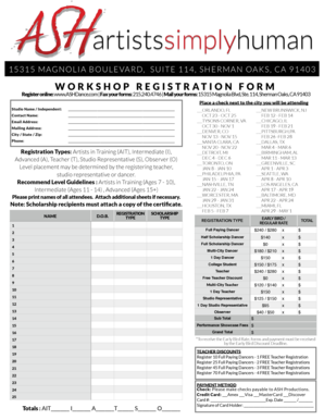 Workshop Registration Form