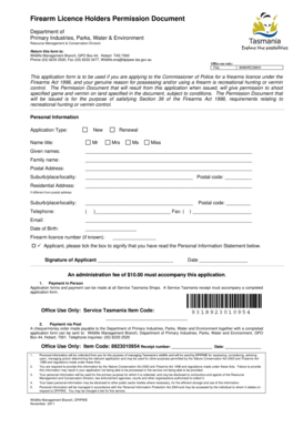 Tasmania Firearm Licence Permission Document