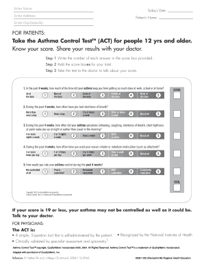 Asthma Control Test Form