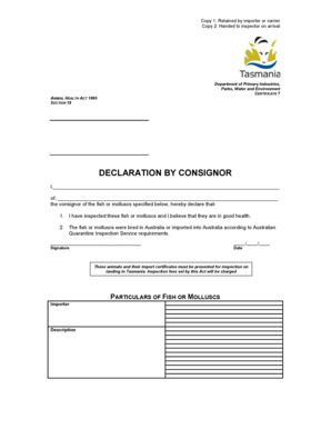 Animal Health Declaration Form