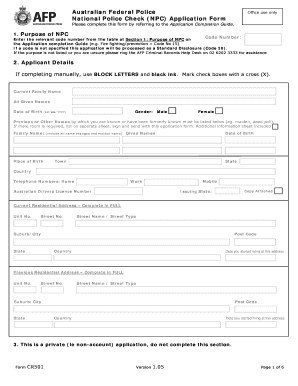 Australian Federal Police National Police Check Application Form