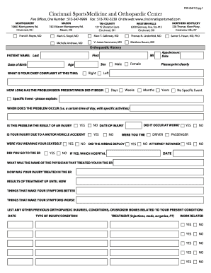 Orthopaedic History Form