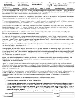 Cincinnati SportsMedicine Financial Policy Agreement