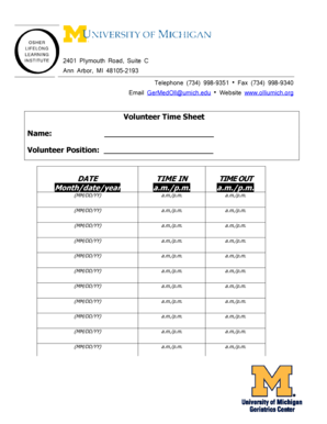 Volunteer Time Sheet