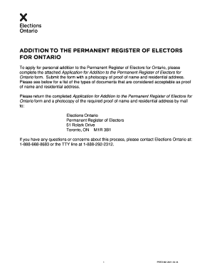 Ontario Permanent Register of Electors Application