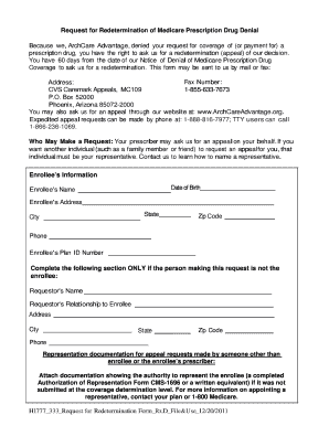 Request for Redetermination of Medicare Prescription Drug Denial
