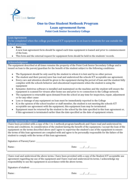 Lending agreement sample - Netbook Program Loan Agreement - Point Cook Senior Secondary - pointcooksenior vic edu