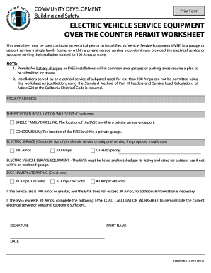 California EVSE Installation Permit Worksheet