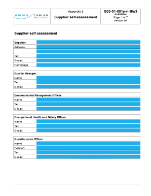 Supplier Self-Assessment Form