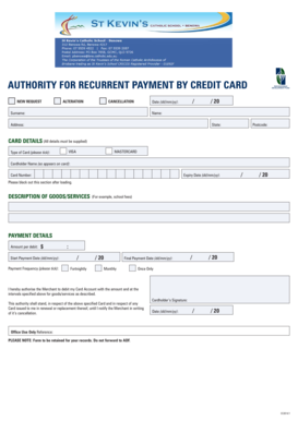 Credit Card Recurring Payment Authorization