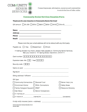 Community Senior Services Donation Form