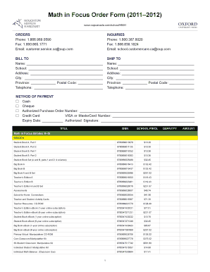 Math in Focus Order Form