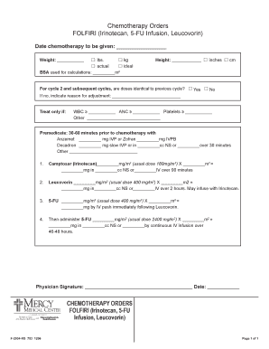 Chemotherapy Orders for FOLFIRI Treatment