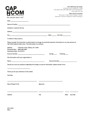 ACH Payment Change Authorization