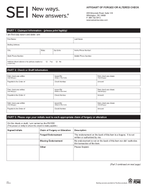 Affidavit of Forged or Altered Check