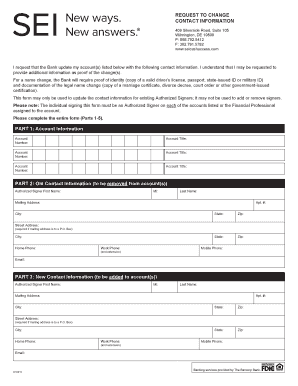 Request to Change Contact Information