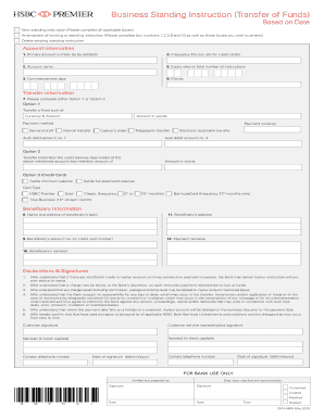 Business Standing Instruction Transfer of Funds