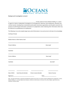 Background Investigation Consent Form