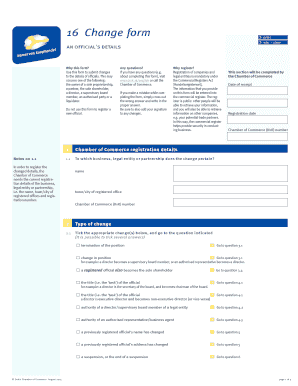 Change in Official's Details Form