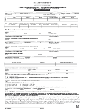 Property Management Residency Application
