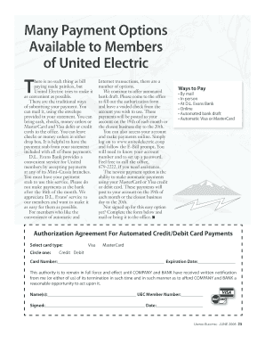 Authorization Agreement for Automated Credit/Debit Card Payments