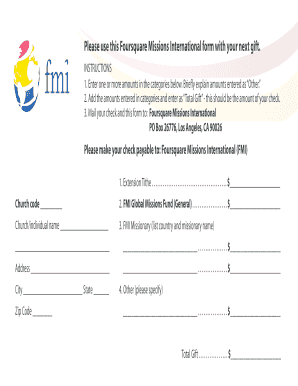 Foursquare Missions International Donation Form