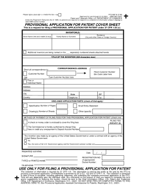 Provisional Application for Patent Cover Sheet