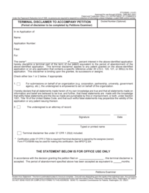 Terminal Disclaimer Form PTO/SB/63