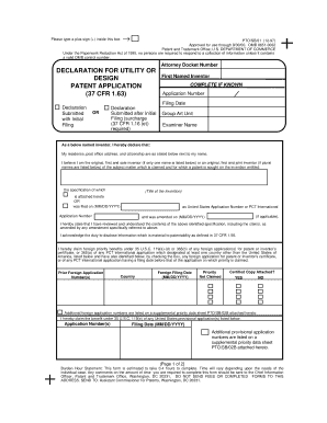 Declaration for Utility or Design Patent Application