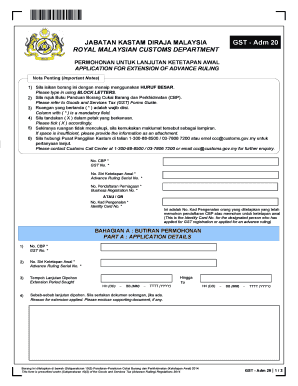 Malaysia GST Advance Ruling Extension Application