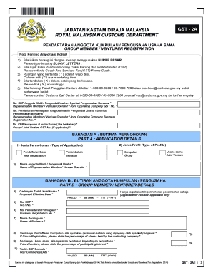Malaysia GST-2A Group Member Registration Form