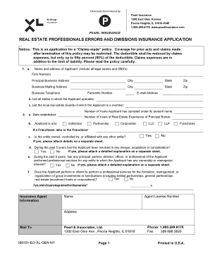 Real Estate Errors and Omissions Insurance Application
