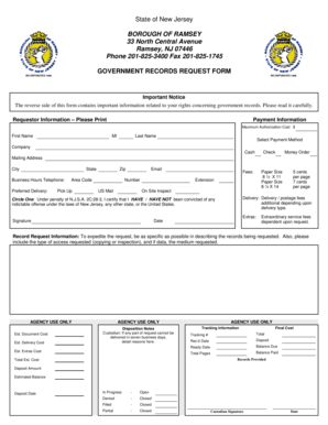 New Jersey Government Records Request Form