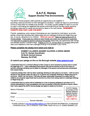 SAFE Homes Pledge Form