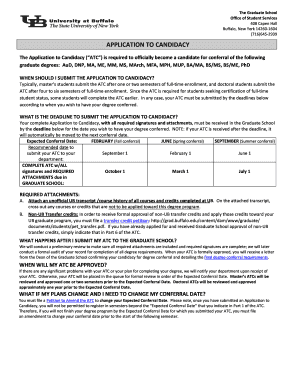 Application to Candidacy for Graduate Degrees