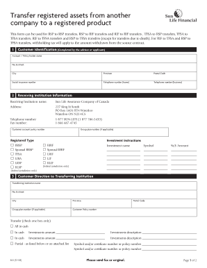 Sun Life Asset Transfer Form