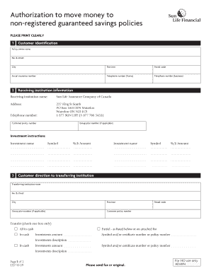 Authorization to Transfer Savings Policy