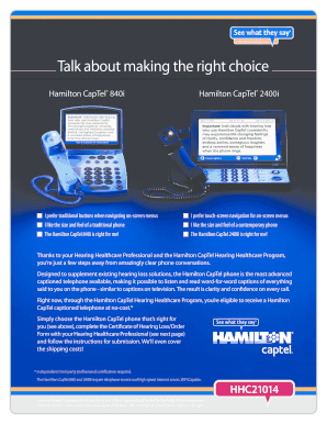 Hamilton CapTel Hearing Healthcare Program Application