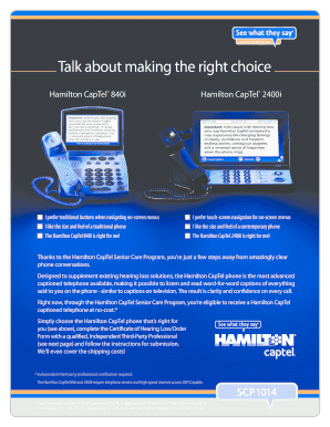 Hamilton CapTel Senior Care Program Application