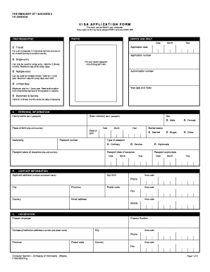 Indonesia Visa Application Form
