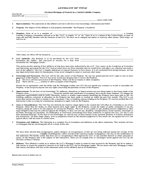 Affidavit of Title for Property Purchase by LLC
